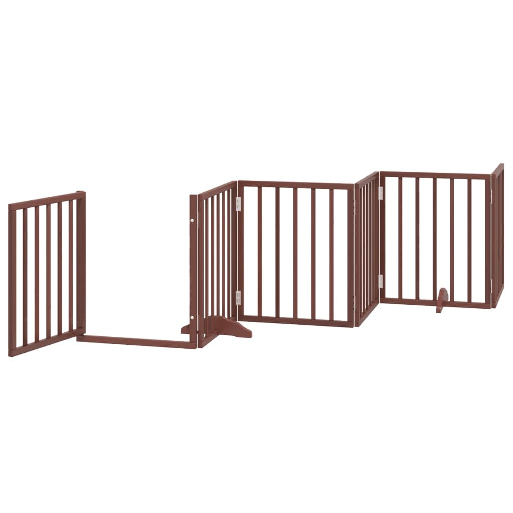 Homgoday Puerta de Perros Plegable 12 Paneles Madera álamo marrón 600 cm Barrera de Seguridad para Mascotas para Mascotas Pequeña Barrera de Seguridad para Escalera Pasillo