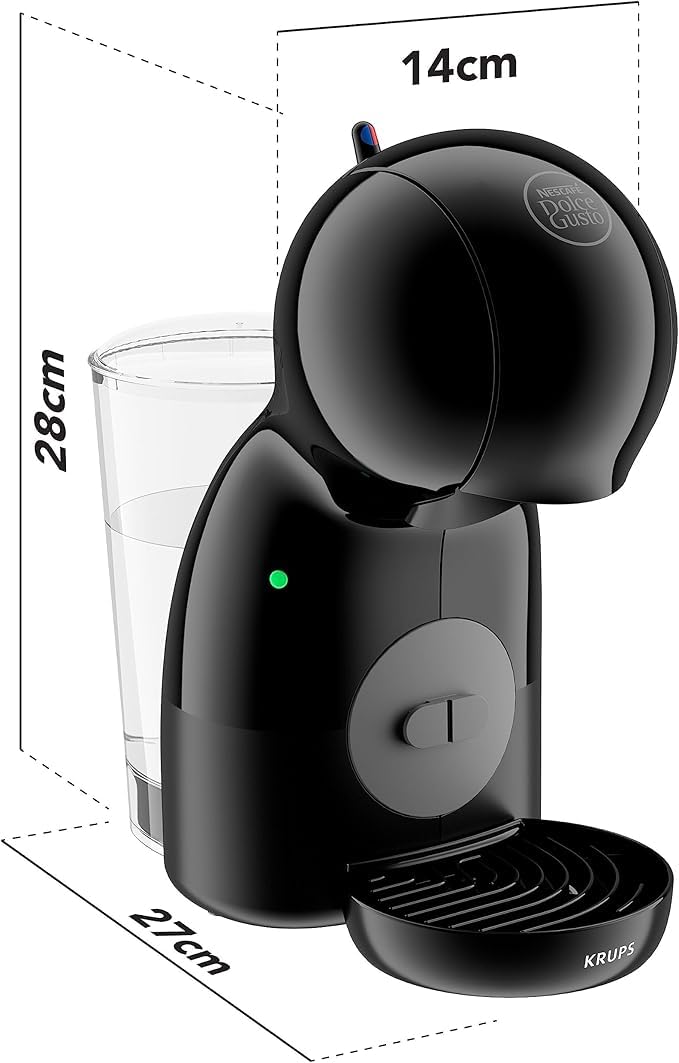 Krups Nescafé Dolce Gusto Piccolo XS - Cafetera cápsulas, 15 bares de presión, 1500 W potencia, depósito de 0.8 L, monodosis multibebidas frías y calientes, manual, compacta, negro y gris