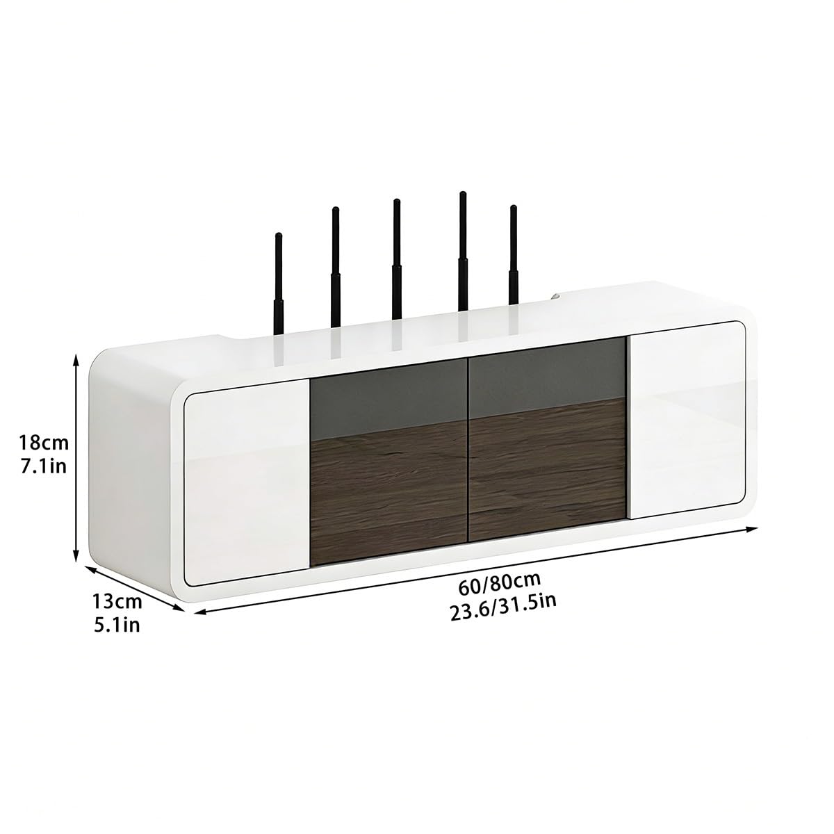 Cache Box Mural en Bois Massif - Boîtier Rangement Routeur pour WiFi, Modem, Gestion Câbles, Meuble TV et Organisation Maison(White,23.6 * 5.1in)