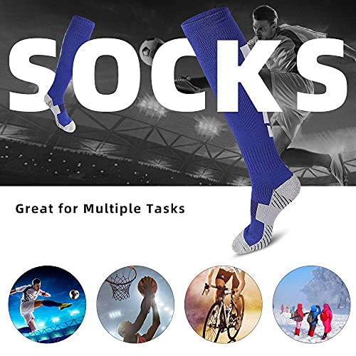 3 Pairs Soccer Socks, Sport Knee High Socks Calf Compression Athletic Socks for Mens and Women Running&Training Football Thickening Keep Warm Sock3
