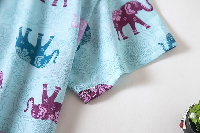 Image of PNAEONG Women Pajama Set Sleepwear Tops with Capri Pants Casual and Fun Prints Pajama Sets