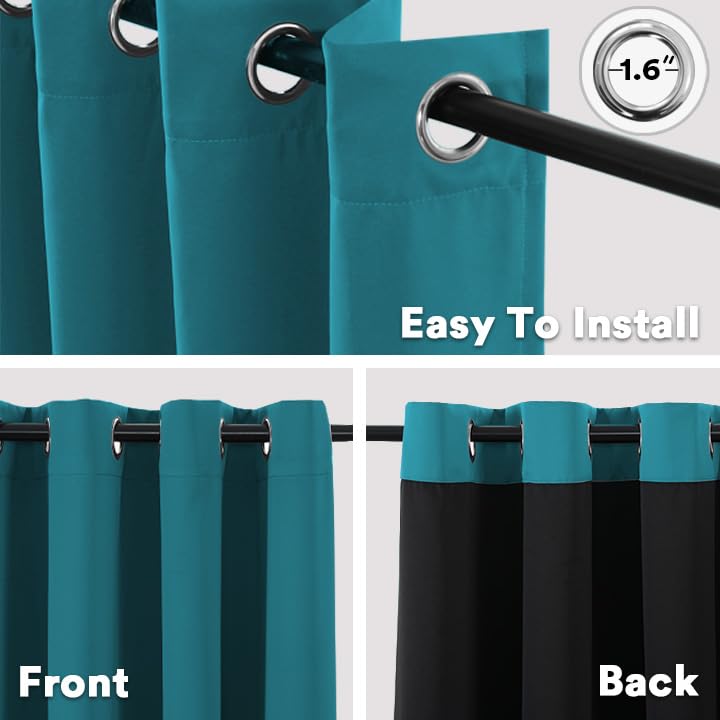 BellaHills 100% Blackout Curtains Eyelet Thermal Insulated Curtains for Living Room Heat and Full Light Blocking Window Treatments with Black Liner 2 Panels - Image 3