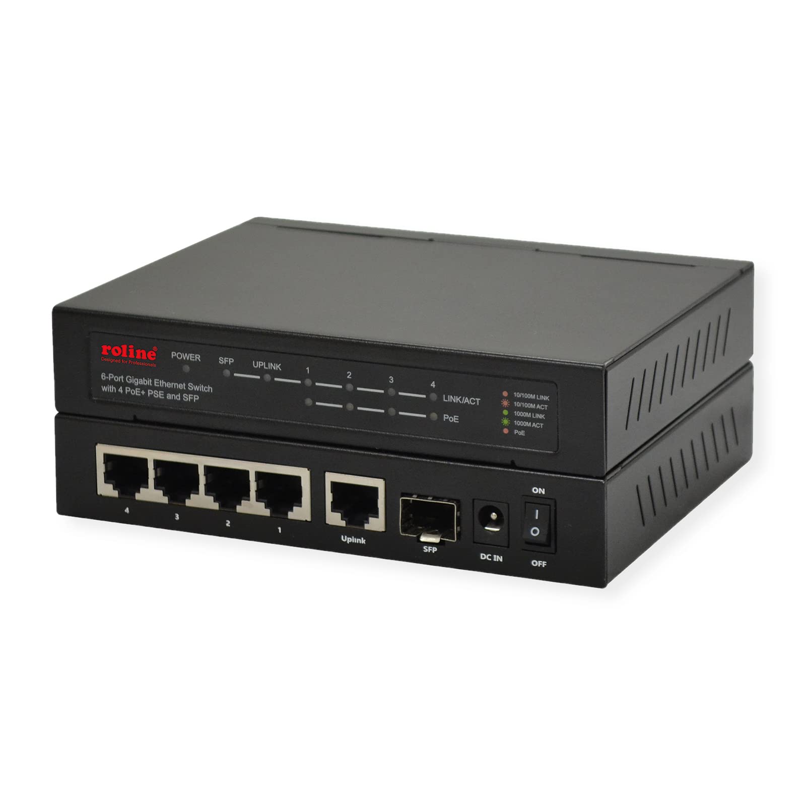 ROLINE Gigabit Ethernet Switch 6 portów (5x 10/100/1000 + 1x SFP, 4x PoE+)