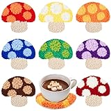 Preboun 8-teiliges Pilz-Stanznadel-Untersetzer-Set, Stanznadel-Stickset für Erwachsene und Anfänger, Stanznadel-Set, Stanznadelzubehör, getuftete Untersetzer, einschließlich Garn, Creolen-Werkzeuge