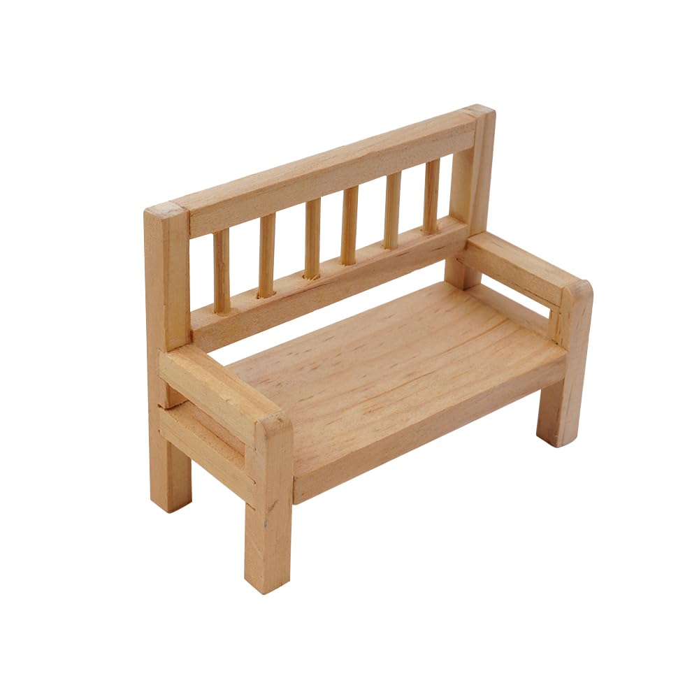 Sarini 2pcs Wooden Bench Dollhouse Mini Furniture 1:12 Scale Garden Wooden Bench Furniture Garden Decoration - Image 2