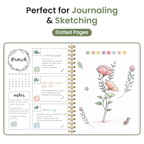 Image of Taja Dotted Spiral Journal Notebook for Women & Men, 140 Pages, Dotted Notebook for Journaling & Note Taking, Journals for Writing, A5(5.7 inch x 7.9 inch) - Green