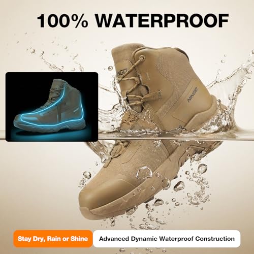 Image of NINGO Soft Toe Waterproof Work Boots for Men, Lightweight Comfortable Hiking Shoes for All Day, Non Slip Breathable Military Tactical Army Boots for Motorcycle, Jungle, Outdoor, Sport