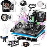 12x15-Zoll-Heißpresse für schwere Industrie, Hemdenpresse, 5-in-1-Heißpresse mit Becher-, Hut-, Platten- und T-Shirt-Heißpresse, für Vinyl/HTV/Sublimation, ideales DIY-Geschenk (12X15 5-IN-1 A)