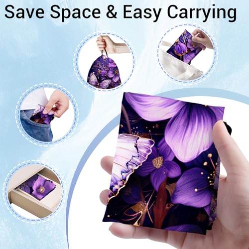 Image of Abstract Flower Butterfly Grip Bags for Gymnasts Purple Adjustable Gymnastics Drawstring Gym Bag