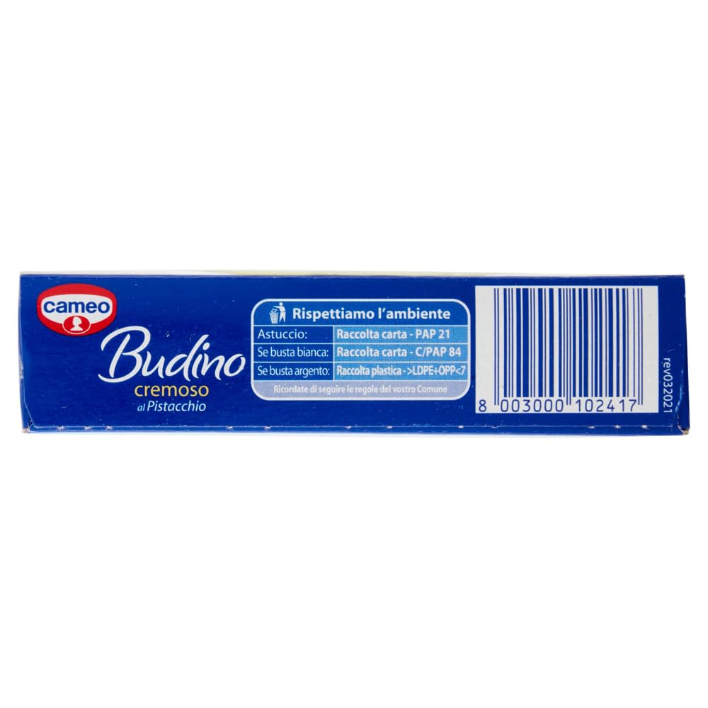 Cameo Preparato per Budino Cremoso al Pistacchio Mélange pour pudding crémeux à la pistache 122 g + 1 paquet de thé glacé San Benedetto au citron sans sucre Boîte de 330 ml