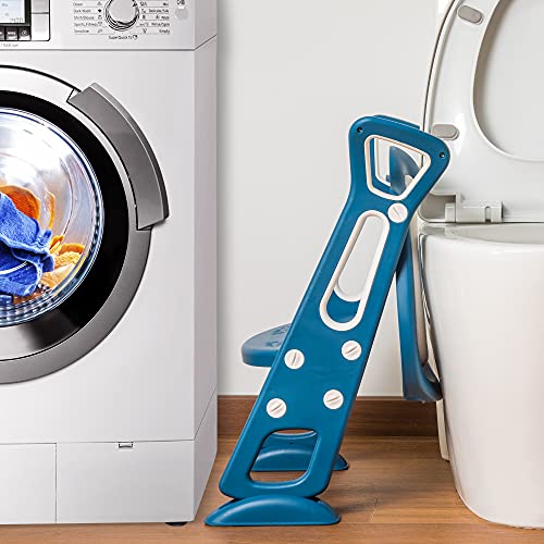 Toilettentrainer mit Treppe Extra 2x kostenlose Baumwollaufsätze | WC-Aufsatz für Kleinkinder Töpfchentrainer | Rutschfest Stabil Klappbar & Höhenverstellbar | Für 2-7-Jährige (Türkis) - Image 5