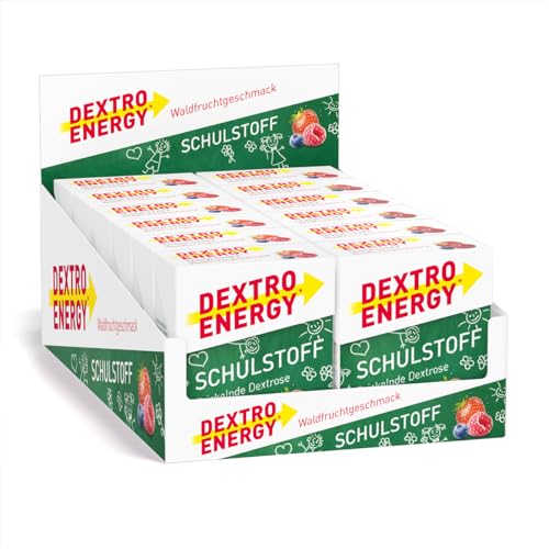 DEXTRO ENERGY SCHULSTOFF WALDFRUCHT - 12x50g (12er Pack) - prickelnder Traubenzucker für jede Prüfung, schnell verfügbare Kohlenhydrate, perfekt zu portionieren