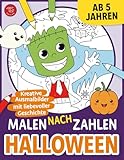 Malen nach Zahlen - Halloween: Kreative Ausmalbilder mit liebevoller Geschichte für Kinder ab 5 Jahren (Malen nach Zahlen für Kinder)