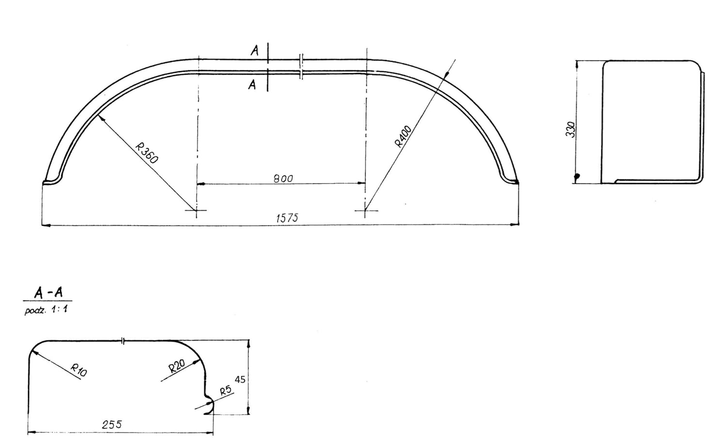 CHORUS Garde-Boue Tandem 14" en métal pour remorque 1575x255mm