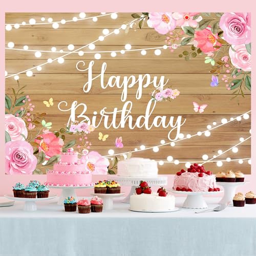 Save 23% on Pink Watercolor Birthday Backdrop with Glitter Lights - Image 4