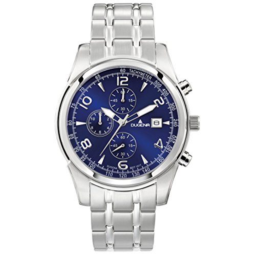 Preisvergleich Produktbild Dugena Herren Sportuhr Chrono Edelstahl 41mm silber / blau