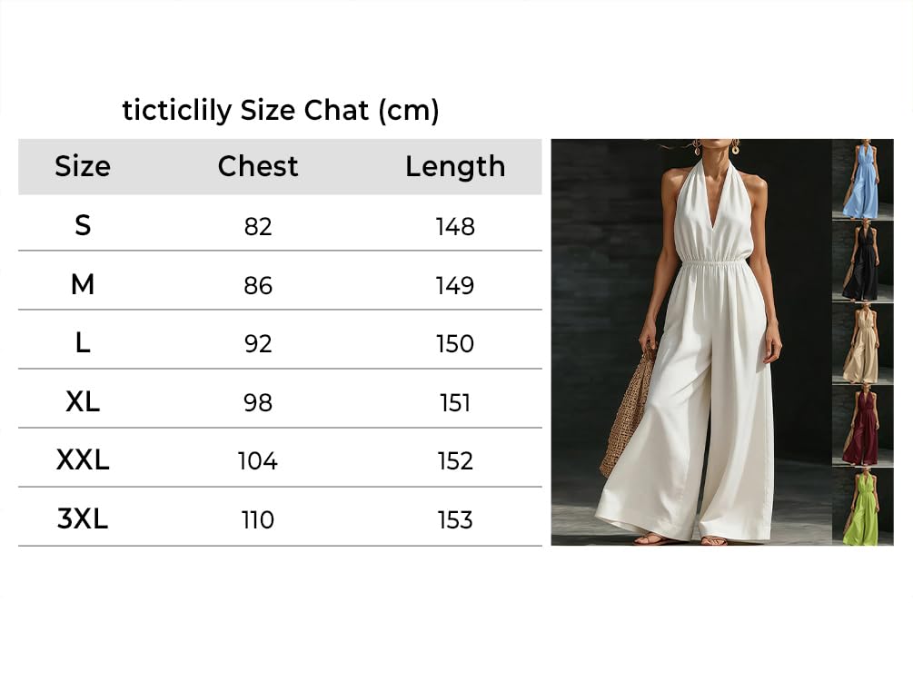 Monopezzi e Tutine da Donna Lunga Elegante Tuta Intera senza Maniche Scollo V senza Schienale Salopette Jumpsuit Pantaloni Vita Alta