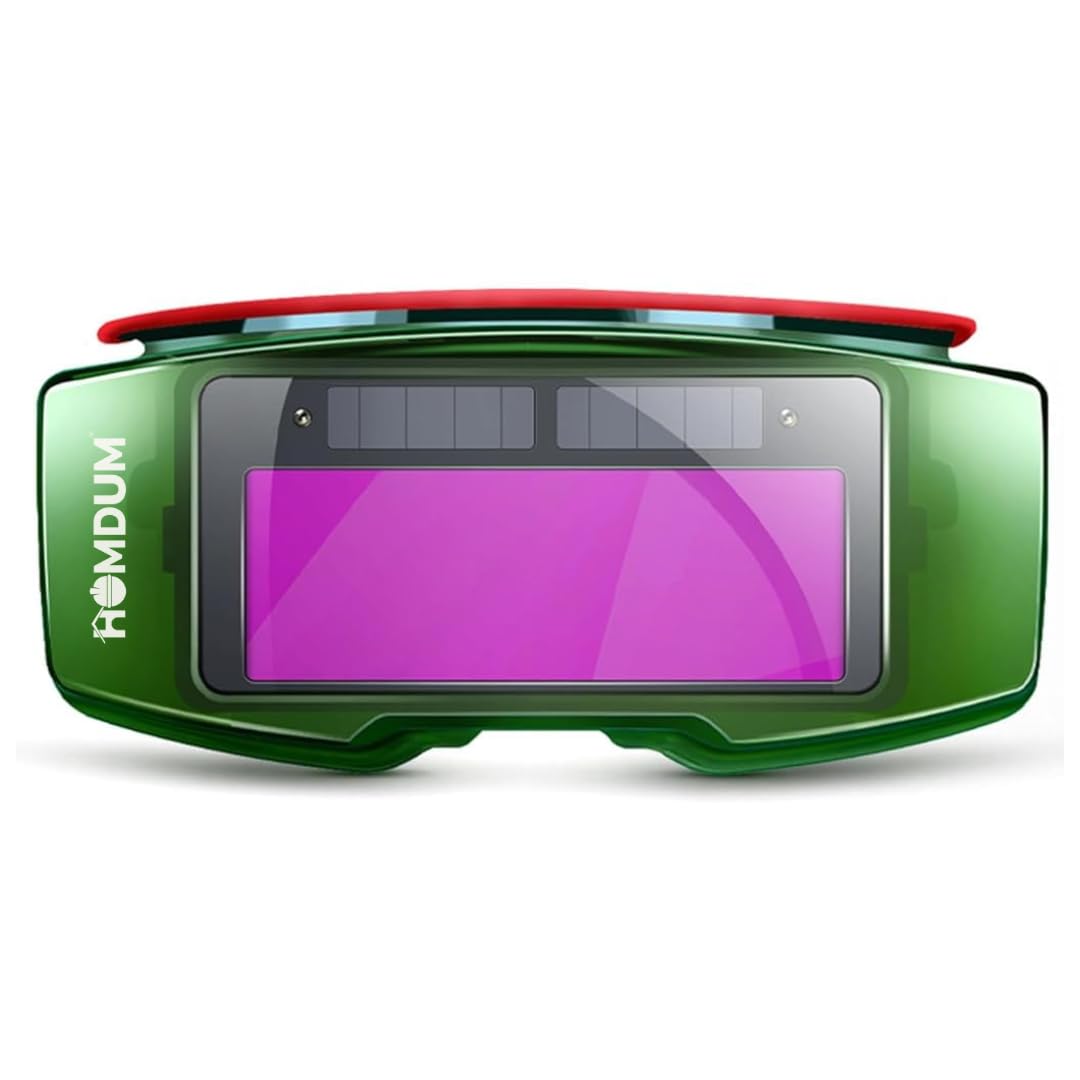 Homdum Welding Goggles Solar Powered Auto Darkening Welding Goggles 2 Sensor Plasma Anti-glare Safety Protective Welder Glasses for TIG MIG MMA Grinding (Green)