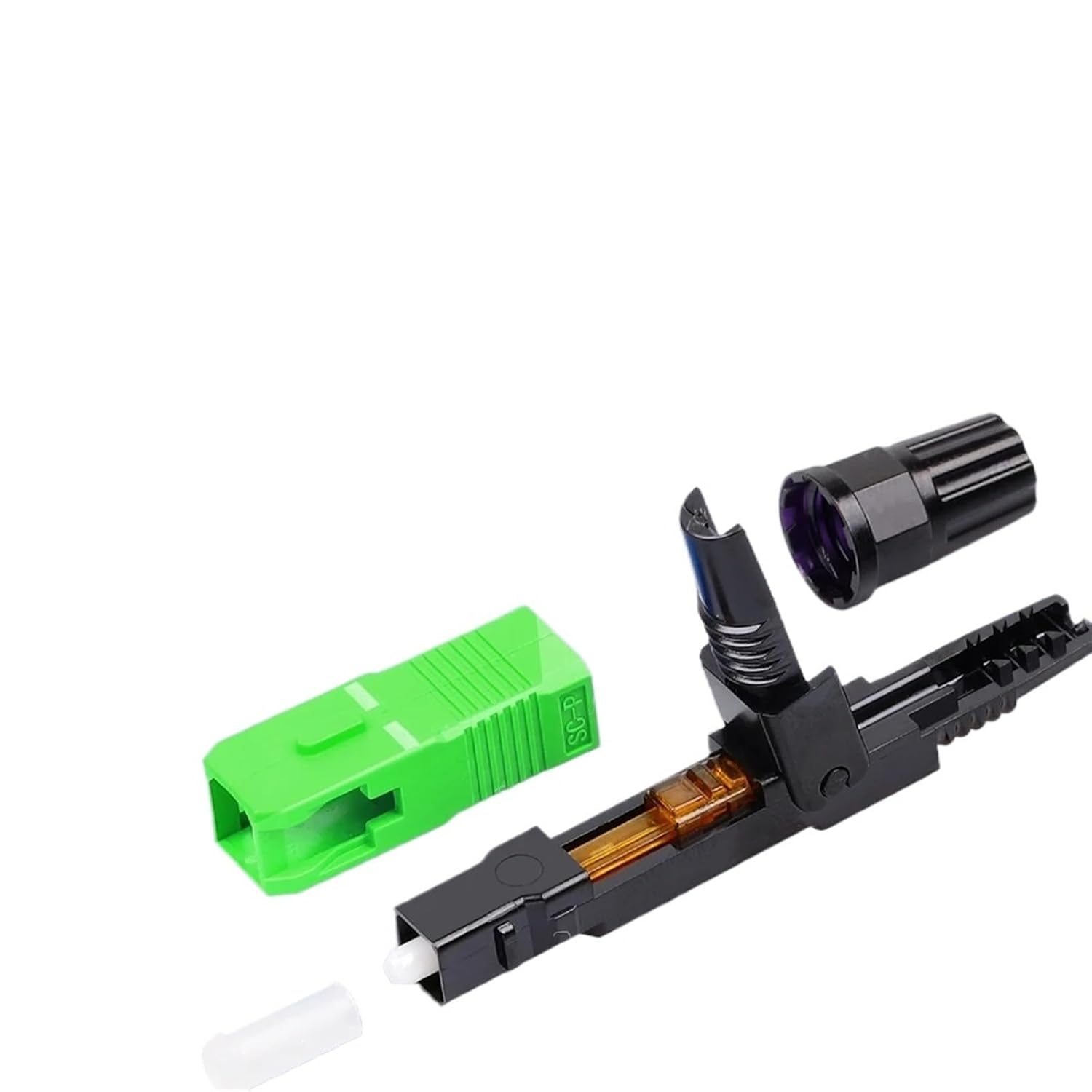 SC Embedded Optic Fiber Quick Connector for FTTH Reusable Fusion Fiber Optical Cold Coupler Adapter Connect Tools(50PCS APC)