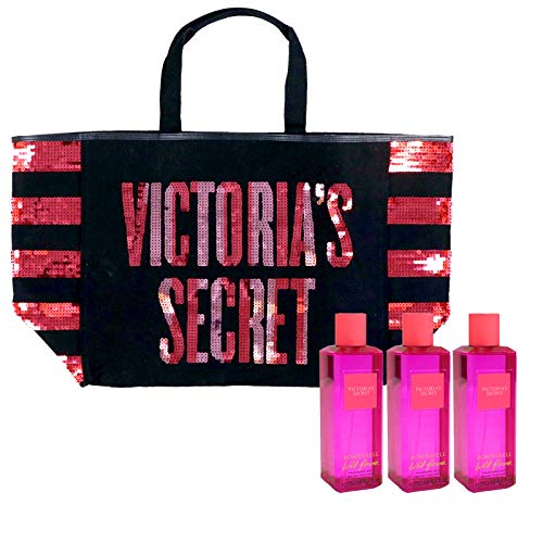 Victoria's Secret Gift Set Bombshell Wild Flower Mist & Tote Bag 4 Piece Combo