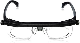 ZZHFC Adjustable Dial Eye Glasses, Reader Glasses with Variable Focus Glass for Distance or Reading Myopia Vision Zoom Lens Eyewear black