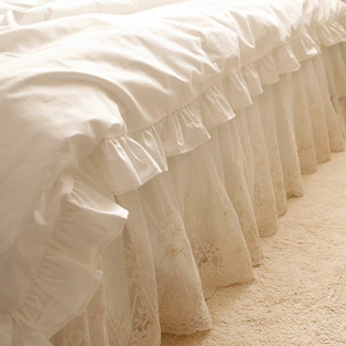 Amazon｜エレガントな刺繍レースオフホワイトコットン掛け布団カバー