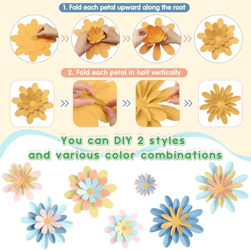 Image of MotiMind 18 Pcs Paper Flowers Decorations for Wall DIY Flower Bulletin Board 3D Paper Floral Backdrop Decoration Photo Backdrop Classroom Back to School Birthday Party(Macaron Color,6 inch 8 inch 10 inch)