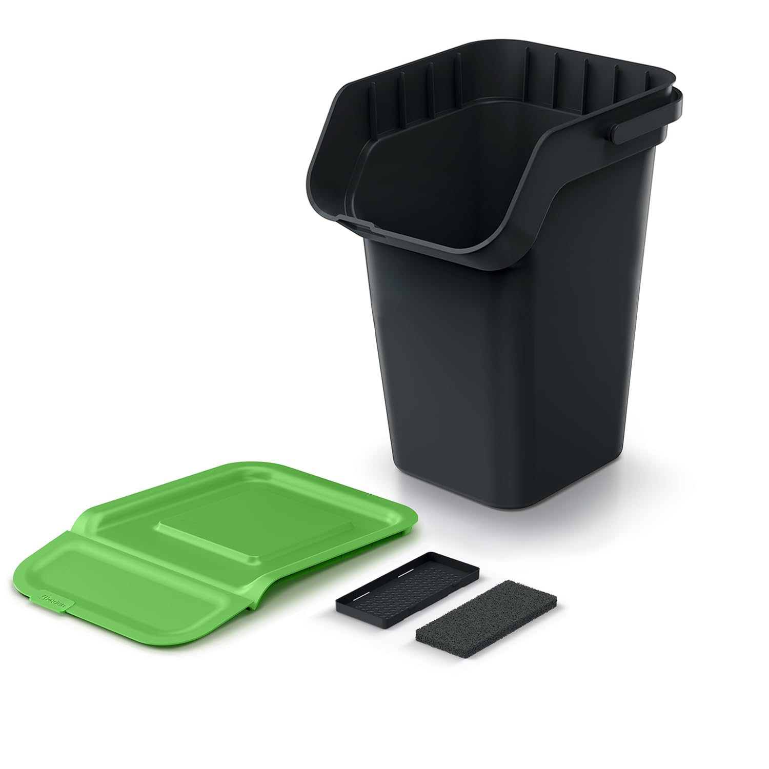 Set 4 Bidoni StackBox Per Raccolta Differenziata – Impilabili, 25 Litri Cadauno, Nero