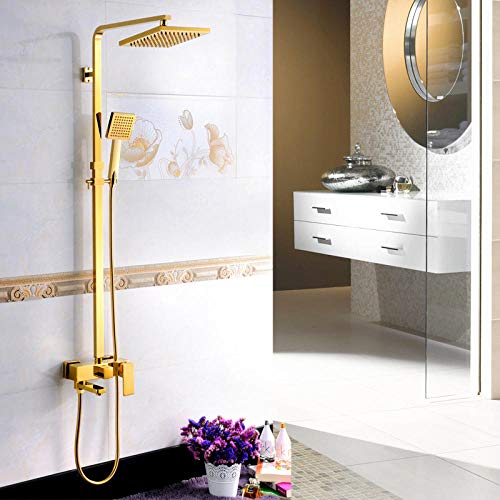 Robinet de douche en laiton doré haut de gamme avec tête de douche ronde 20 cm