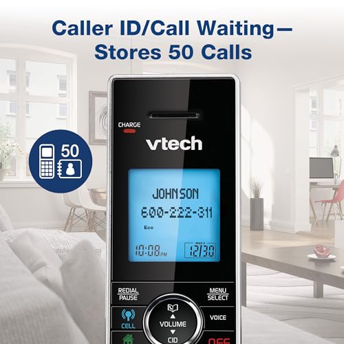 Image of VTech-Cordless Phone with Answering Machine with DECT 6.0 Headset, Bluetooth, Connect to Cell, Caller ID /Call Waiting, Handset Intercom,1,000 Name & Number Phonebook -DS6771-2 Silver /Black