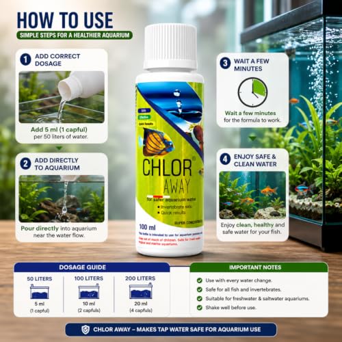 Image of Aquatic Remedies Chlor Away Aquarium Fish Tank Water Chlorine Remover Water Conditioner (100ML)