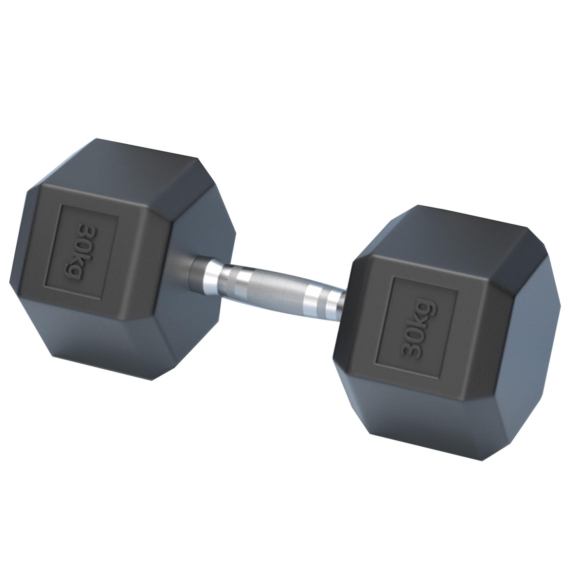 Rubber Hex Dumbbell, 2.5-30 kg Single Dumbbell, Home Gym Cast Iron Hex Dumbbells with Anti-Slip Metal Handle for Strength Training and Bodybuilding(30 kg)