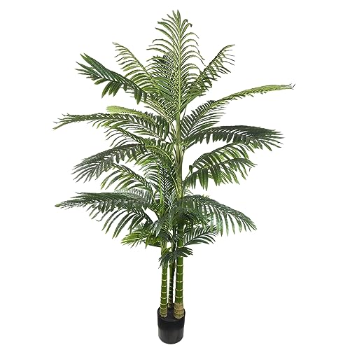 AfanD Artificial Areca Palm Tree 7ft Tall, Realistic Fake Plant, Suitable for Indoor and Outdoor Settings, Housewarming Gift