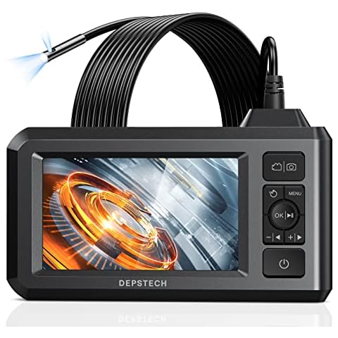 DEPSTECH Endoskopkamera mit Licht, Dual Lens Industrie Endoskop 1080P HD, Inspektionskamera Wasserdicht IP67 7,9mm, Zwei Linsen Rohrkamera Kanalkamera mit 32GB TF Karte für Heimwerker/Profis, 5M Kabel Cover