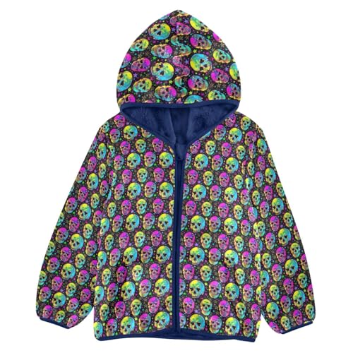 Skull Boys Fleece Coat,Children's Zip-Up Hoodie Jacket,Baby Warm Fashion Outerwear 3-10T,A113325