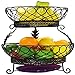 WSJTT Corbeille à fruits Lattice 2-Tier Flatback Fruit Basket Fruit en métal Porte-bol, parfaits for les légumes fruits Collations Articles ménagers Mariage Birthday Party (Color : Black)