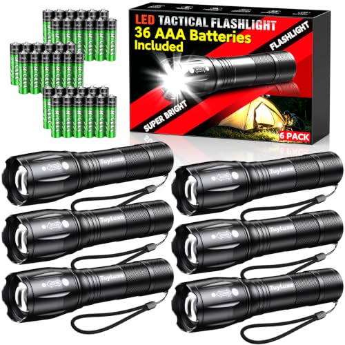 6-Pack 200-Lumen LED Flashlights w/ 36 AAA Batteries Included - image 1