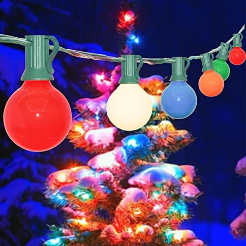 SUNSGNE 25Ft Outdoor Multicolor Christmas Lights, G40 Globe Patio String Lights with 27 Ceramic Colorful Bulbs(2 Spare), Outside Christmas Lights for Holiday Party Backyard Christmas Decoration