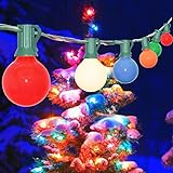 SUNSGNE 25Ft Outdoor Multicolor Christmas Lights, G40 Globe Patio String Lights with 27 Ceramic Colo