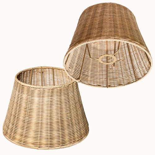 Osasy Rattan Lampenschirm, Handgeflochten, Konische Form, Vielseitig Einsetzbar für Decken-, Hänge-, Wand- und Tischlampen (1, Naturfarben-rattan) Osasy Rattan Lampenschirm, Handgeflochten, Konische Form, Vielseitig Einsetzbar für Decken-, Hänge-, Wand- und Tischlampen (1, Naturfarben-rattan)