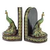 Gifts & Decor Peacock Bookends Office Library Decor Polyresin