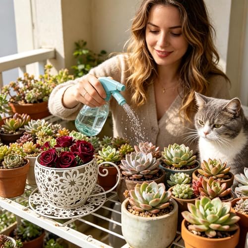 Théière rétro en fer robuste pour éviter les pots de fleurs cassés