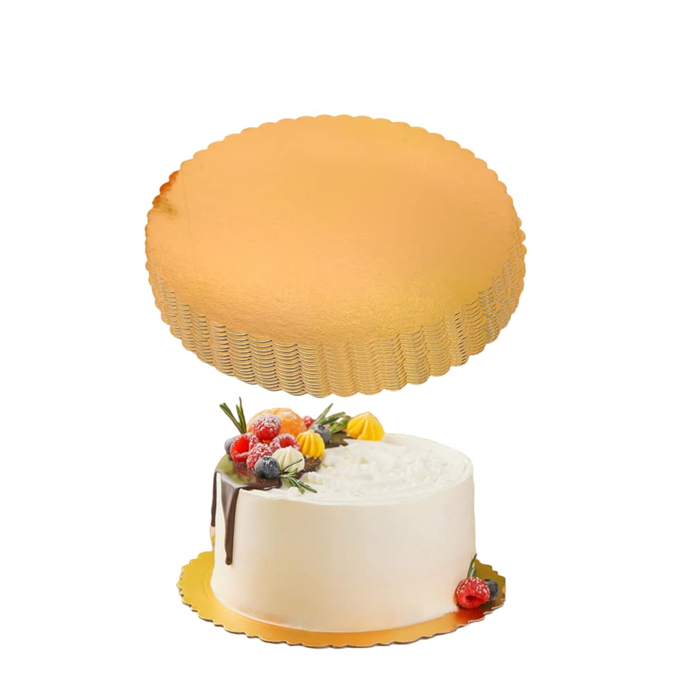 JPORSHU 10 Inch Round Cake Boards,10Pack Cardboard Circle Cake Base Board,Gold Food-Grade Cardboard,for Cake Decorating. ﻿