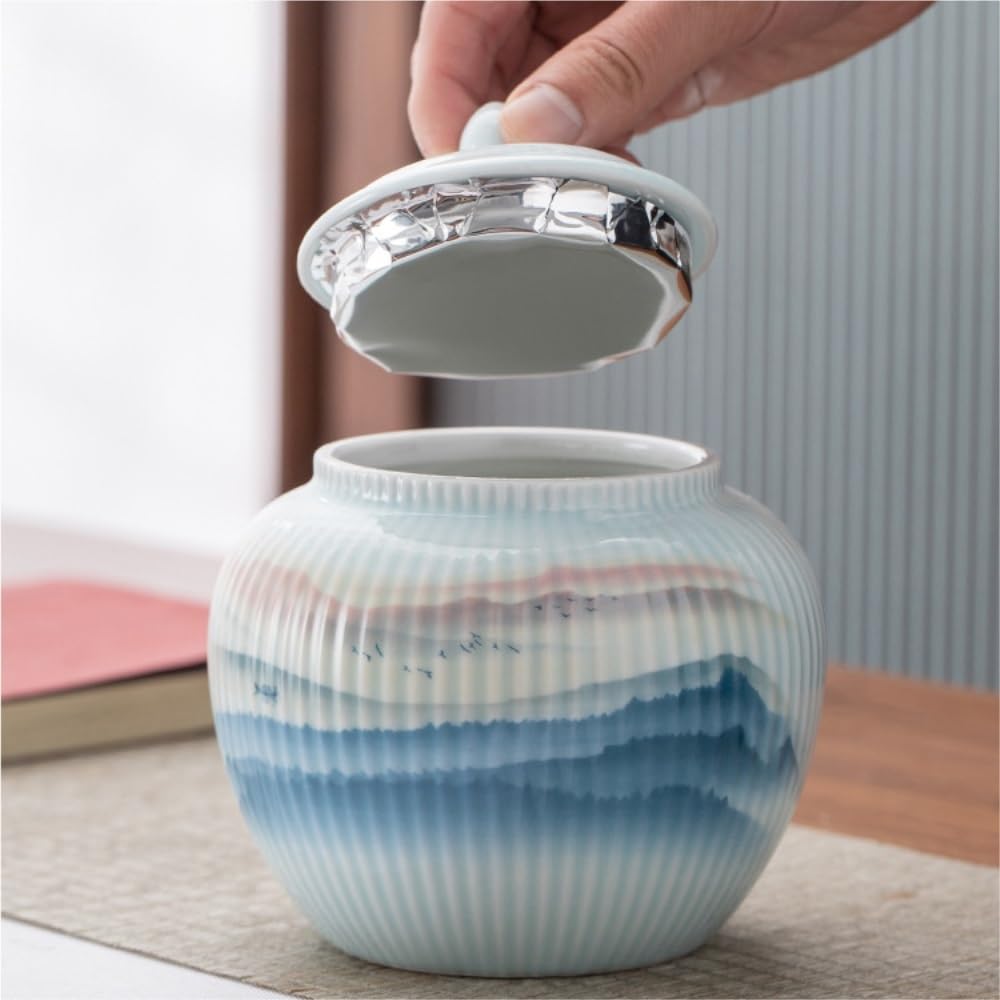 Pojemnik do przechowywania herbaty, słoik do przechowywania herbaty w domu, ceramiczny słoik z uszczelką, zestaw do herbaty w stylu retro, zestaw do herbaty w stylu chińskim, zestaw z podwójnym słoi