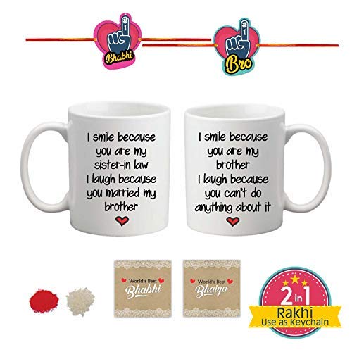 TheYaYaCafe Ceramic Mugs and Coaster, White, 330ml, Set of 4