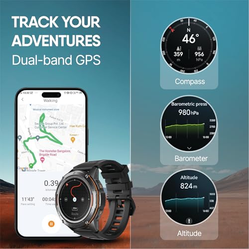 Image of CrossBeats Armour Pro AI Premium Smart Watch for man | 1.43 inch AMOLED Always on Display | 5 ATM Waterproof | 30-Day Battery |GPS BT Calling Smartwatch |150+ Sports Modes| BP HR SPO2 (Black)