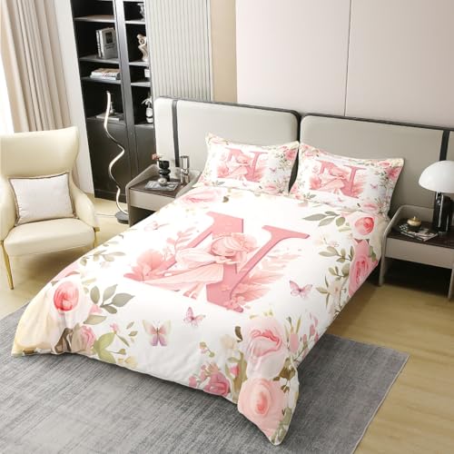 Housse de couette fée florale romantique coton lettre N - 3