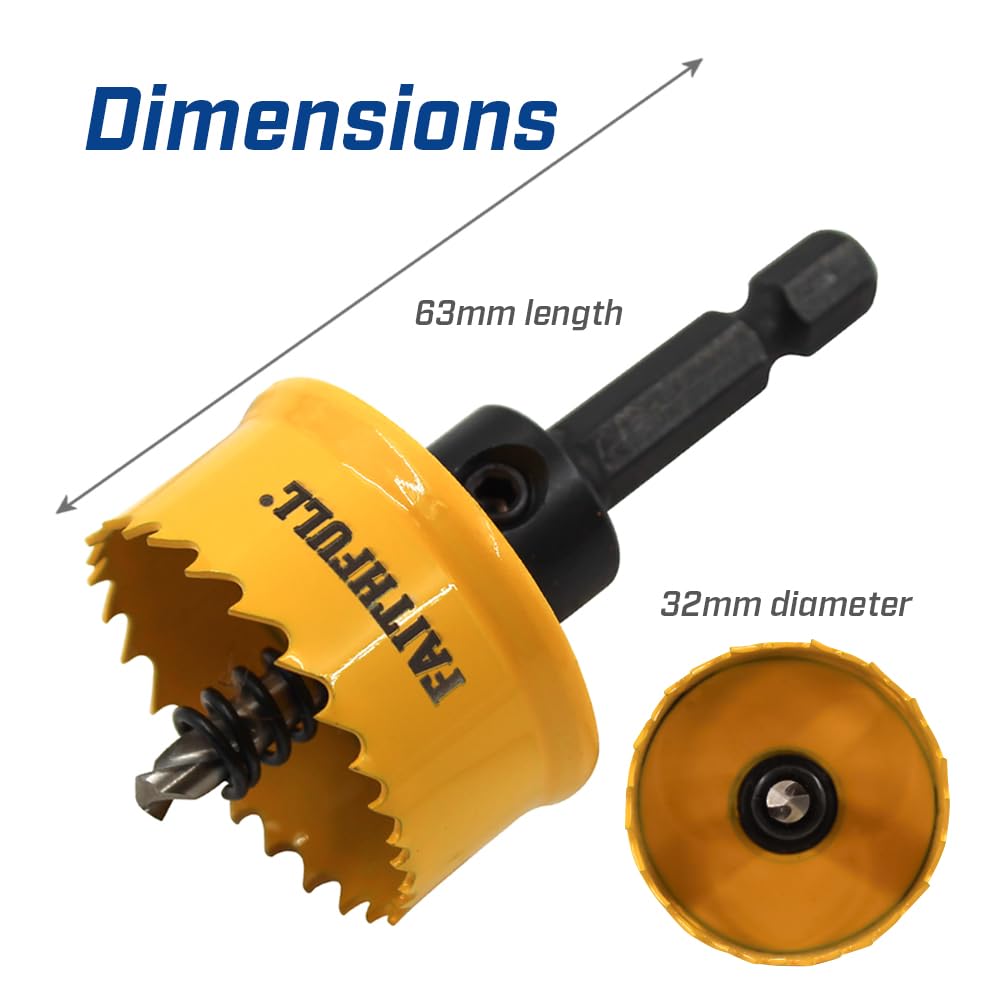 Faithfull FAIHSM32 Mini Holesaw, Fast-Cutting Hole Cutter for Sheet Metal Stainless Steel, Aluminium - 32mm - Image 2