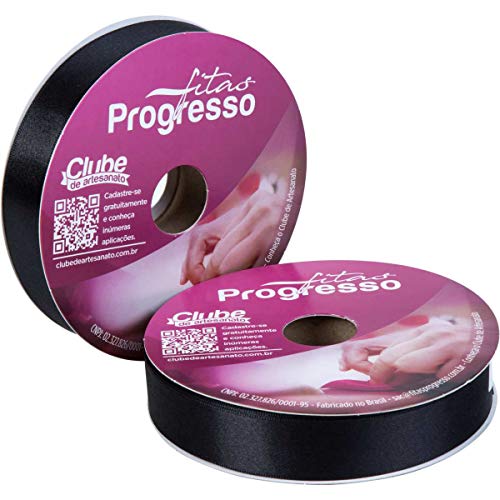 Fita De Cetim 22mm 50mts. Preto 219 - Rolo Fitas Progresso Preto