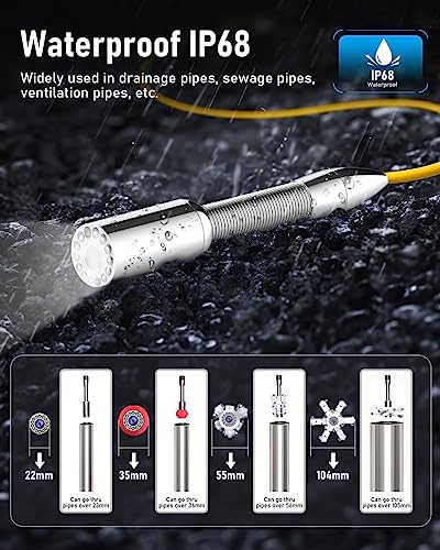 Anysun Endoskopkamera mit Licht, 30M Inspektionskamera mit DVR Recorder, Rohrkamera Kanalkamera...